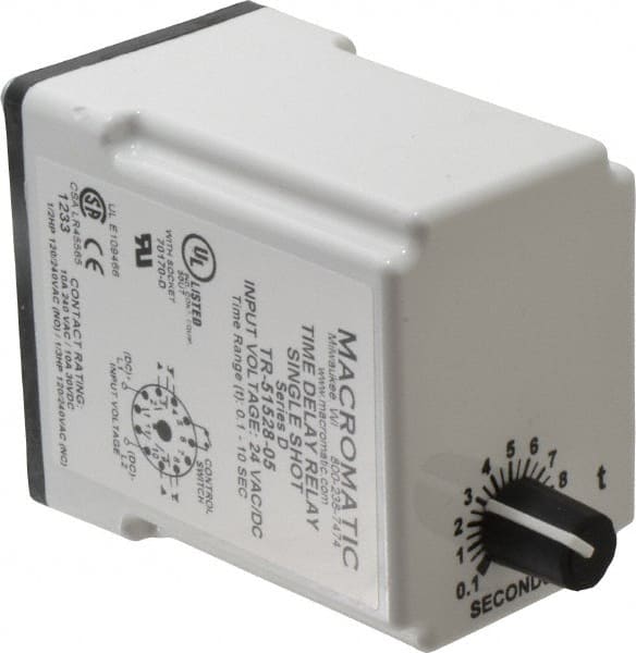 Macromatic - 11 Pin, Multiple Range DPDT Time Delay Relay - 10 Contact Amp, 24 VAC/VDC, Knob - Exact Tooling