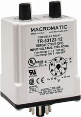 Macromatic - 8 Pin, Multiple Range DPDT Time Delay Relay - 10 Contact Amp, 120 VAC/VDC, Knob - Exact Tooling