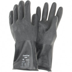 Ansell - 14 mil Thick, Chemical Resistant Gloves - SZ 10 14"14ML BLK 1/PR CHEM-TEK RGH FIN CHEM GLV - Exact Tooling