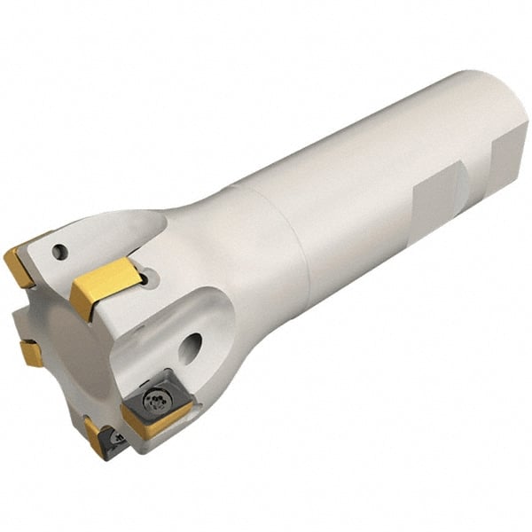 Iscar - 5/8" Cut Diam, 0.315" Max Depth of Cut, 5/8" Shank Diam, 3-1/4" OAL, Indexable Square Shoulder Helical End Mill - H490 ANKX 09.. Inserts, Weldon Shank, 90° Lead Angle, Through Coolant, Series Helido - Exact Tooling