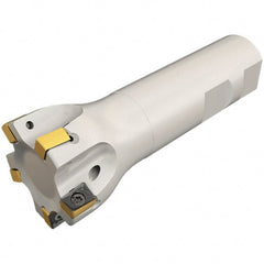 Iscar - 5/8" Cut Diam, 0.315" Max Depth of Cut, 5/8" Shank Diam, 3-1/4" OAL, Indexable Square Shoulder Helical End Mill - H490 ANKX 09.. Inserts, Weldon Shank, 90° Lead Angle, Through Coolant, Series Helido - Exact Tooling