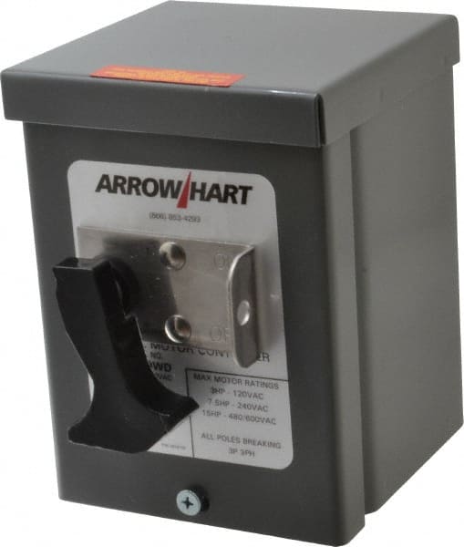 Cooper Wiring Devices - 3 Poles, 30 Amp, 3PST, NEMA, Enclosed Manual Motor Starter - 66.8mm Wide x 118.62mm Deep x 112.27mm High, 15 hp at 480 V, 15 hp at 600 V, 3 hp at 120 V & 7-1/2 hp at 240 V, CSA C22.2 No. 14, NEMA 3R & UL 508 - Exact Tooling