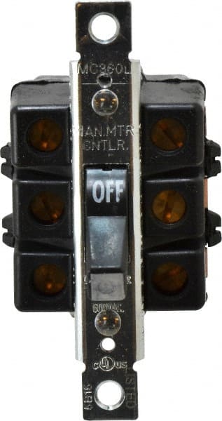 Cooper Wiring Devices - 3 Poles, 60 Amp, 3PST, NEMA, Open Toggle Manual Motor Starter - 44.2mm Wide x 42.16mm Deep x 95.25mm High, 30 hp, CSA C22.2 No. 14, NEMA 1 & UL 508 - Exact Tooling