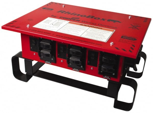 Cooper Wiring Devices - 7 Outlet, 125/240 Volt, 50 Amp Rating, Stand Alone Unit, Automatic, Industrial Distribution Center - Reinforced Metal Housing, 3 Front Outlets, Power Distribution Center with GFCI Protection - Exact Tooling