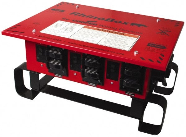 Cooper Wiring Devices - 8 Outlet, 125/240 Volt, 50 Amp Rating, Stand Alone Unit, Automatic, Industrial Distribution Center - Reinforced Metal Housing, 3 Front Outlets, Power Distribution Center with GFCI Protection - Exact Tooling
