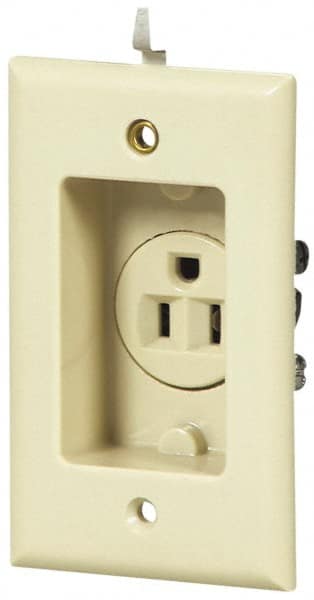 Cooper Wiring Devices - 125 VAC, 15 Amp, 5-15R NEMA Configuration, White, Specification Grade, Self Grounding Single Receptacle - 1 Phase, 2 Poles, 3 Wire, Tamper Resistant - Exact Tooling