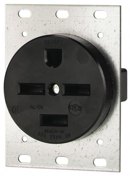 Cooper Wiring Devices - 250 VAC, 30 Amp, 15-30R NEMA Configuration, Black, Industrial Grade, Self Grounding Single Receptacle - 1 Phase, 3 Poles, 4 Wire, Flush Mount - Exact Tooling