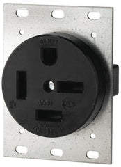 Cooper Wiring Devices - 250 VAC, 60 Amp, 15-60R NEMA Configuration, Black, Industrial Grade, Self Grounding Single Receptacle - 1 Phase, 3 Poles, 4 Wire, Flush Mount - Exact Tooling