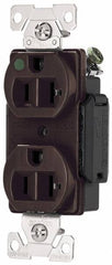 Cooper Wiring Devices - 125 VAC, 20 Amp, 5-20R NEMA Configuration, Brown, Hospital Grade, Self Grounding Duplex Receptacle - 1 Phase, 2 Poles, 3 Wire, Flush Mount, Antimicrobial, Chemical and Impact Resistant - Exact Tooling