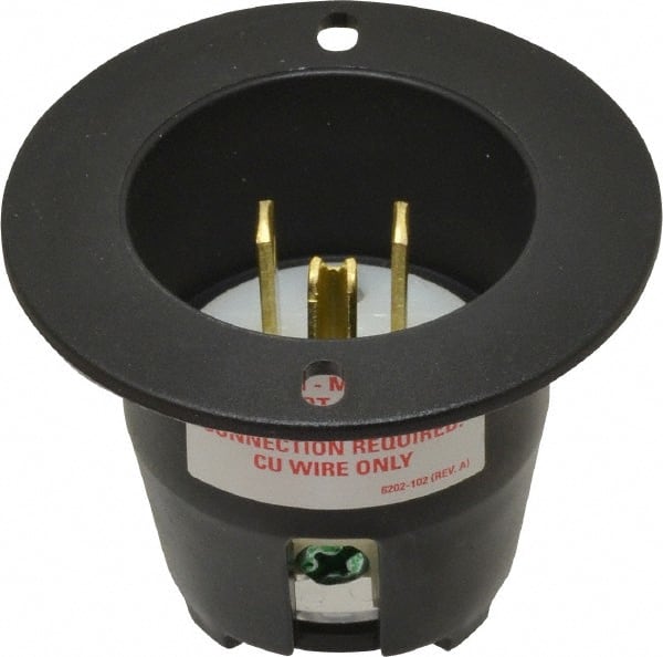 Cooper Wiring Devices - 125 VAC, 15 Amp, 5-20 NEMA, Straight, Self Grounding, Industrial Grade Connector - 2 Pole, 3 Wire, 1 Phase, Nylon, Black - Exact Tooling