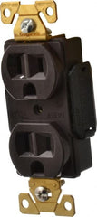 Cooper Wiring Devices - 125 VAC, 15 Amp, 5-15R NEMA Configuration, Brown, Industrial Grade, Self Grounding Duplex Receptacle - 1 Phase, 2 Poles, 3 Wire, Flush Mount, Antimicrobial, Chemical and Impact Resistant - Exact Tooling