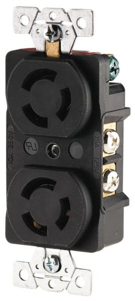 Cooper Wiring Devices - 250 VAC, 15 Amp, L6-15R NEMA, Receptacle - 2 Poles, 3 Wire, Female End, Black - Exact Tooling