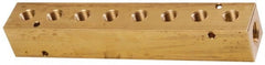 Made in USA - 3/8" Inlet, 1/4" Outlet Manifold - 7.38" Long x 1-1/4" Wide x 1-1/4" High, 0.2" Mount Hole, 2 Inlet Ports, 8 Outlet Ports - Exact Tooling