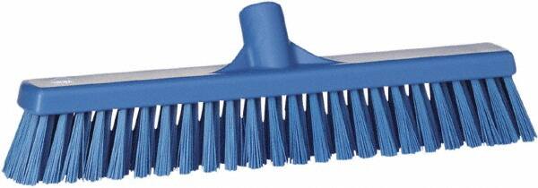 Vikan - 16" Fine Particle Synthetic Push Broom - 2" Bristle Length, Plastic Block, European Threaded Handle Connection - Exact Tooling