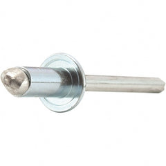 STANLEY Engineered Fastening - Size 8 Dome Head Steel Open End Blind Rivet - Steel Mandrel, 0.501" to 5/8" Grip, 1/4" Head Diam, 0.257" to 0.261" Hole Diam, 0.153" Body Diam - Exact Tooling