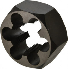 Cle-Line - 1-1/8 - 12 UNF Thread, 2" Hex, Hex Rethreading Die - Carbon Steel, 1" Thick, Series 0650 - Exact Tooling
