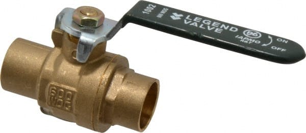 Legend Valve - 3/4" Pipe, Full Port, Brass Full Port Ball Valve - Bi-Directional, Sweat Ends, Quarter Turn Handle, 600 WOG, 150 WSP - Exact Tooling