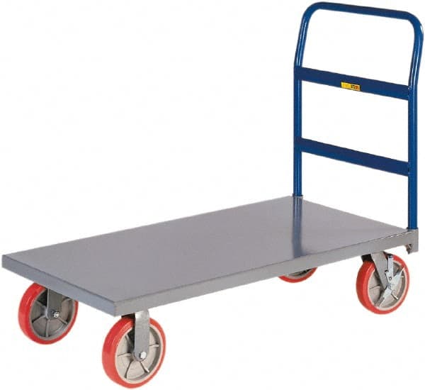Little Giant - 3,600 Lb Capacity Steel Platform Truck - Steel Deck, 24" OAW, 36" Platform Length, Polyurethane Casters - Exact Tooling