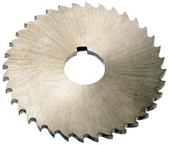 Keo - 5" Diam x 1/8" Blade Thickness x 1" Arbor Hole Diam, 44 Tooth Slitting and Slotting Saw - Arbor Connection, Right Hand, Uncoated, High Speed Steel, Concave Ground, Contains Keyway - Exact Tooling