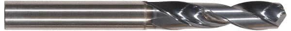 Tungaloy - 3/8" 130° Spiral Flute Solid Carbide Screw Machine Drill Bit - TiAlN Finish, Right Hand Cut, 1.692" Flute Length, 3.503" OAL, Standard Point, Straight Shank - Exact Tooling