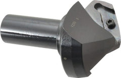 Tungaloy - 60° Lead Angle, 2.834" Max Cut Diam, 2.204" Min Cut Diam, 0.571" Max Depth of Cut, Indexable Chamfer and Angle End Mill - 2 Inserts, XCET Insert Style, 5.119" Overall Length, Straight Shank, 60° Included Angle - Exact Tooling