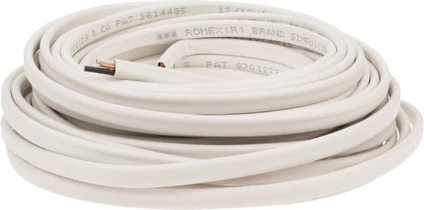 Southwire - NM-B, 14 AWG, 15 Amp, 50' Long, Solid Core, 1 Strand Building Wire - White, PVC Insulation - Exact Tooling