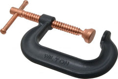 Wilton - Regular-Duty 3" Max Opening, 2-1/2" Throat Depth, Forged Steel Standard C-Clamp - 3,500 Lb Capacity, 0" Min Opening, Deep Throat - Exact Tooling
