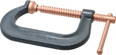 Wilton - Regular-Duty 4-1/4" Max Opening, 3-1/4" Throat Depth, Forged Steel Standard C-Clamp - 6,200 Lb Capacity, 0" Min Opening, Deep Throat - Exact Tooling
