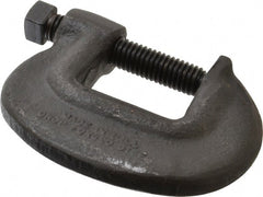 Wilton - Extra Heavy-Duty 1-3/8" Max Opening, 1-3/32" Throat Depth, Forged Steel Standard C-Clamp - 5,600 Lb Capacity, 0" Min Opening, Standard Throat Depth, Cold Drawn Steel Screw - Exact Tooling
