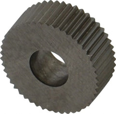 Made in USA - 1/2" Diam, 90° Tooth Angle, 30 TPI, Standard (Shape), Form Type High Speed Steel Straight Knurl Wheel - 3/16" Face Width, 3/16" Hole, Circular Pitch, Bright Finish, Series EP - Exact Tooling