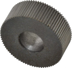 Made in USA - 1/2" Diam, 70° Tooth Angle, 53 TPI, Standard (Shape), Form Type High Speed Steel Straight Knurl Wheel - 3/16" Face Width, 3/16" Hole, Circular Pitch, Bright Finish, Series EP - Exact Tooling