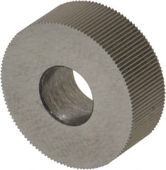 Made in USA - 1/2" Diam, 70° Tooth Angle, 80 TPI, Standard (Shape), Form Type High Speed Steel Straight Knurl Wheel - 3/16" Face Width, 3/16" Hole, Circular Pitch, Bright Finish, Series EP - Exact Tooling