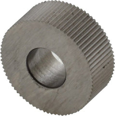 Made in USA - 5/8" Diam, 90° Tooth Angle, 40 TPI, Standard (Shape), Form Type High Speed Steel Straight Knurl Wheel - 1/4" Face Width, 1/4" Hole, Circular Pitch, Bright Finish, Series GK - Exact Tooling