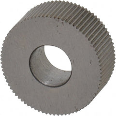 Made in USA - 5/8" Diam, 90° Tooth Angle, 41 TPI, Standard (Shape), Form Type High Speed Steel Straight Knurl Wheel - 1/4" Face Width, 1/4" Hole, Circular Pitch, Bright Finish, Series GK - Exact Tooling