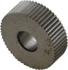 Made in USA - 3/4" Diam, 90° Tooth Angle, 24 TPI, Standard (Shape), Form Type High Speed Steel Straight Knurl Wheel - 1/4" Face Width, 1/4" Hole, Circular Pitch, Bright Finish, Series KN - Exact Tooling