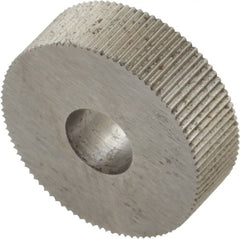 Made in USA - 3/4" Diam, 90° Tooth Angle, 40 TPI, Standard (Shape), Form Type High Speed Steel Straight Knurl Wheel - 1/4" Face Width, 1/4" Hole, Circular Pitch, Bright Finish, Series KN - Exact Tooling