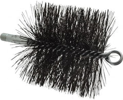Schaefer Brush - 4-1/2" Brush Length, 5" Diam, Double Stem, Double Spiral Tube Brush - 7-1/2" Long, Tempered Steel Wire, 1/4" NPT Male Connection - Exact Tooling