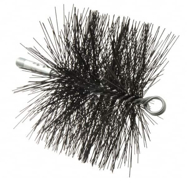 Schaefer Brush - 4-1/2" Brush Length, 7" Diam, Double Stem, Double Spiral Tube Brush - 7-1/2" Long, Tempered Steel Wire, 1/4" NPT Male Connection - Exact Tooling