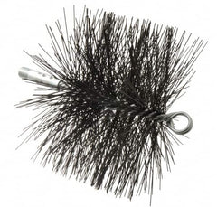 Schaefer Brush - 4-1/2" Brush Length, 7" Diam, Double Stem, Double Spiral Tube Brush - 7-1/2" Long, Tempered Steel Wire, 1/4" NPT Male Connection - Exact Tooling