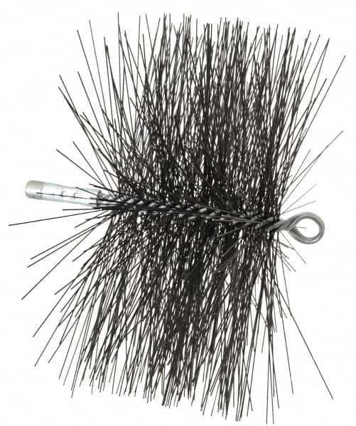 Schaefer Brush - 4-1/2" Brush Length, 10" Diam, Double Stem, Double Spiral Tube Brush - 7-1/2" Long, Tempered Steel Wire, 1/4" NPT Male Connection - Exact Tooling