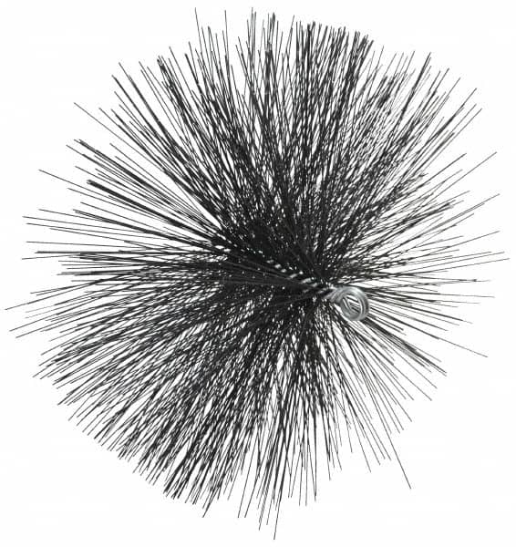 Schaefer Brush - 4-1/2" Brush Length, 13" Diam, Double Stem, Double Spiral Tube Brush - 7-1/2" Long, Tempered Steel Wire, 1/4" NPT Male Connection - Exact Tooling