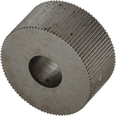 Made in USA - 3/4" Diam, 90° Tooth Angle, 40 TPI, Standard (Shape), Form Type High Speed Steel Straight Knurl Wheel - 3/8" Face Width, 1/4" Hole, Circular Pitch, Bright Finish, Series KP - Exact Tooling