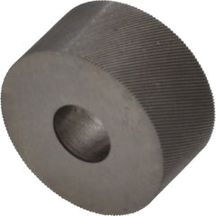 Made in USA - 3/4" Diam, 70° Tooth Angle, 80 TPI, Standard (Shape), Form Type High Speed Steel Right-Hand Diagonal Knurl Wheel - 3/8" Face Width, 1/4" Hole, Circular Pitch, 30° Helix, Bright Finish, Series KP - Exact Tooling