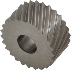 Made in USA - 3/4" Diam, 90° Tooth Angle, 12 TPI, Standard (Shape), Form Type High Speed Steel Left-Hand Diagonal Knurl Wheel - 3/8" Face Width, 1/4" Hole, Circular Pitch, 30° Helix, Bright Finish, Series KP - Exact Tooling
