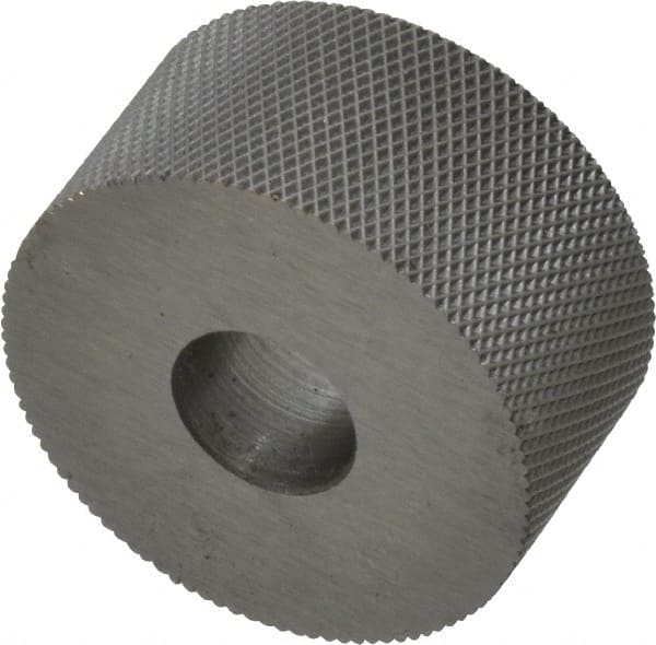 Made in USA - 3/4" Diam, 70° Tooth Angle, 50 TPI, Standard (Shape), Form Type High Speed Steel Female Diamond Knurl Wheel - 3/8" Face Width, 1/4" Hole, Circular Pitch, 30° Helix, Bright Finish, Series KP - Exact Tooling
