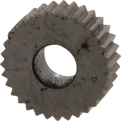 Made in USA - 1/2" Diam, 90° Tooth Angle, 20 TPI, Standard (Shape), Form Type Cobalt Straight Knurl Wheel - 3/16" Face Width, 3/16" Hole, Circular Pitch, Bright Finish, Series EP - Exact Tooling