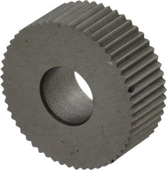 Made in USA - 1/2" Diam, 90° Tooth Angle, 35 TPI, Standard (Shape), Form Type Cobalt Straight Knurl Wheel - 3/16" Face Width, 3/16" Hole, Circular Pitch, Bright Finish, Series EP - Exact Tooling