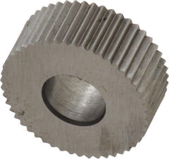 Made in USA - 5/8" Diam, 90° Tooth Angle, 25 TPI, Standard (Shape), Form Type Cobalt Straight Knurl Wheel - 1/4" Face Width, 1/4" Hole, Circular Pitch, Bright Finish, Series GK - Exact Tooling