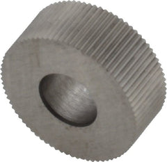 Made in USA - 5/8" Diam, 70° Tooth Angle, 40 TPI, Standard (Shape), Form Type Cobalt Straight Knurl Wheel - 1/4" Face Width, 1/4" Hole, Circular Pitch, Bright Finish, Series GK - Exact Tooling