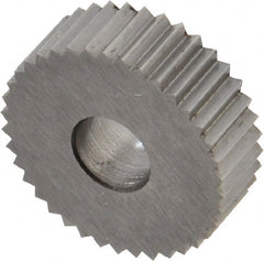 Made in USA - 3/4" Diam, 90° Tooth Angle, 16 TPI, Standard (Shape), Form Type Cobalt Straight Knurl Wheel - 1/4" Face Width, 1/4" Hole, Circular Pitch, Bright Finish, Series KN - Exact Tooling
